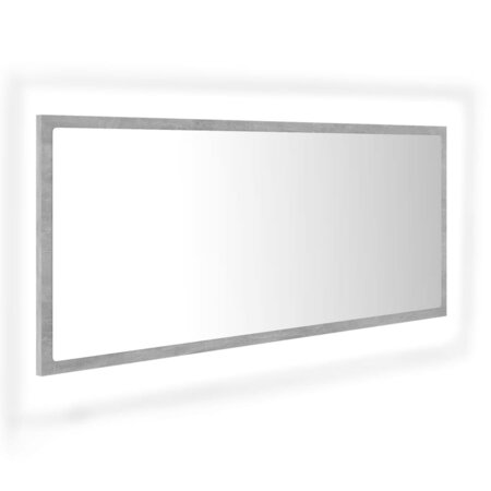 vidaXL Miroir à LED de salle de bain Gris béton 100x8 5x37cm Acrylique