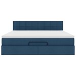vidaXL Lit ottoman avec matelas et LED bleu 180x200cm tissu