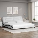 vidaXL Lit avec matelas Hvar blanc et noir 200x200 cm similicuir
