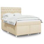 vidaXL Sommier à lattes de lit avec matelas Crème 160x200 cm Tissu