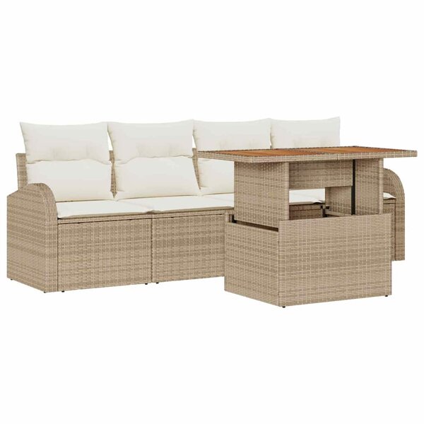 vidaXL Ensemble de canapé de jardin avec coussin 5 Pièces beige et crème