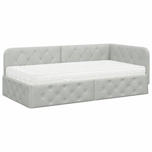 vidaXL Cadre de lit d'angle Gris clair 100 x 200 cm Velours