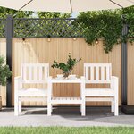 vidaXL Banc de jardin avec table 2 places blanc bois massif de pin