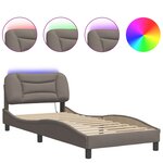 vidaXL Cadre de lit avec LED sans matelas Hvar taupe 90x200 cm tissu