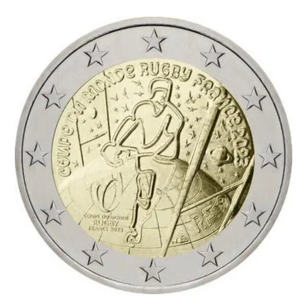 2 euros commémorative France 2023 - Coupe du monde de Rugby.