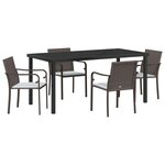 Ensemble de jardin 5 pièces avec coussins en polyrotin marron