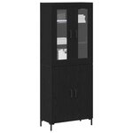 vidaXL Haut Armoire Montage mural 2 Pièces Chêne noir 69 5 x 34 x 180 cm