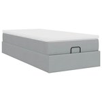 vidaXL Cadre de lit ottoman et matelas gris clair 100x200 cm tissu