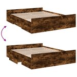 vidaXL Cadre de lit à tiroirs chêne fumé 160x200 cm bois d'ingénierie