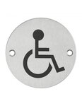 THIRARD - Disque de signalisation WC Handicapé   à visser  inox brossé  marquage noir  Ø76mm - THIRARD