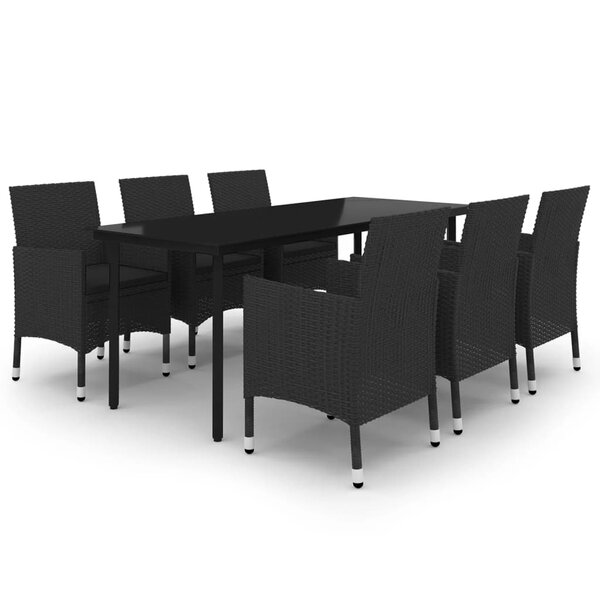 vidaXL Ensemble à manger de jardin coussins 7 Pièces Résine tressée Verre