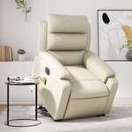 vidaXL Fauteuil inclinable de massage électrique crème similicuir