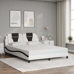vidaXL Cadre de lit avec lumières LED blanc noir 160x200 cm similicuir