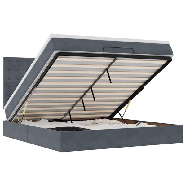 VidaXL Cadre de lit ottoman avec matelas gris foncé 160x200cm velours