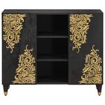 vidaXL Buffet avec étagère Noir 90 x 33 x 75 cm Bois de mangue massif