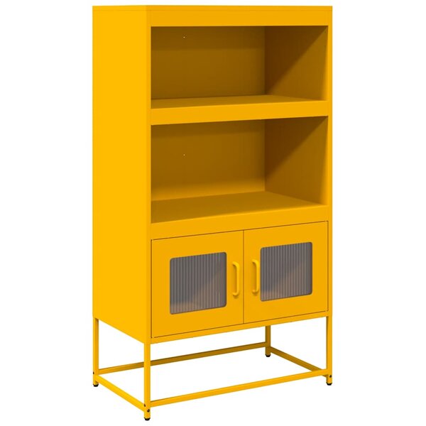 vidaXL Buffet haut jaune moutarde 68x39x123 cm acier