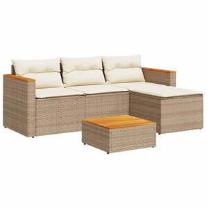 vidaXL Salon de jardin avec coussins 3 Pièces beige résine tressée