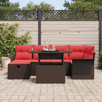 vidaXL Ensemble de canapé de jardin 7 Pièces Marron Poly rotin