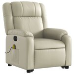 vidaXL Fauteuil inclinable de massage électrique crème similicuir