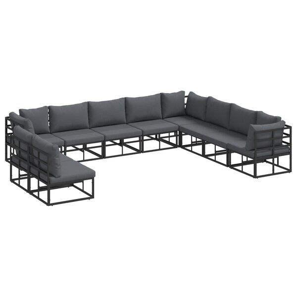 vidaXL Ensemble de canapé de jardin 10 Pièces Noir 353 x 283 x 71 cm