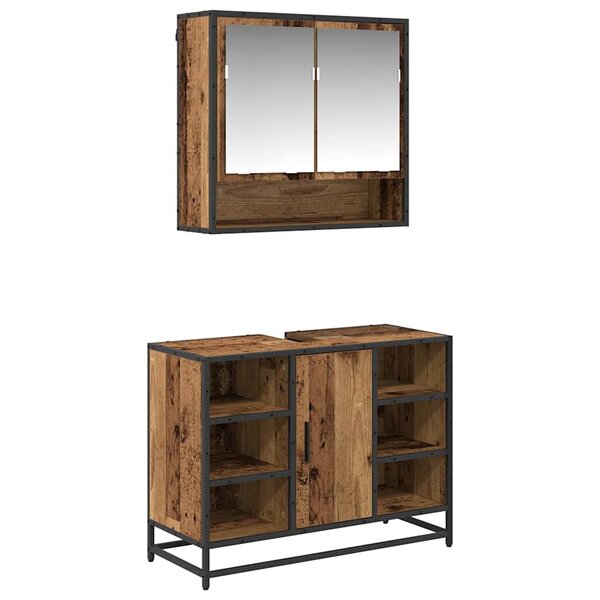 vidaXL Ensemble de mobilier de salle de bain 2 Pièces Bois Ancien