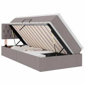 vidaXL Lit de rangement LED avec matelas Taupe 90 x 200 cm Tissu