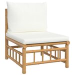 vidaXL Salon de jardin 7 Pièces avec coussins blanc crème bambou