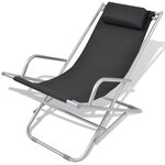 vidaXL Chaises inclinables de terrasse 2 Pièces Acier Noir