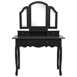 vidaXL Ensemble de coiffeuse et tabouret Noir 100x40x146 cm Paulownia