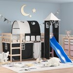 vidaXL Lit mezzanine enfants avec tour blanc/noir 80x200cm pin massif