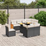 vidaXL Salon de jardin 9 Pièces avec coussins noir résine tressée