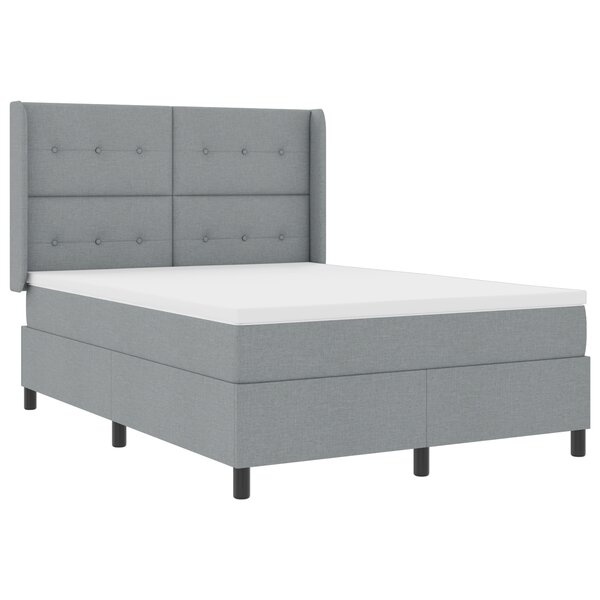 vidaXL Lit à ressorts avec matelas & LED gris clair 140x190 cm en tissu.