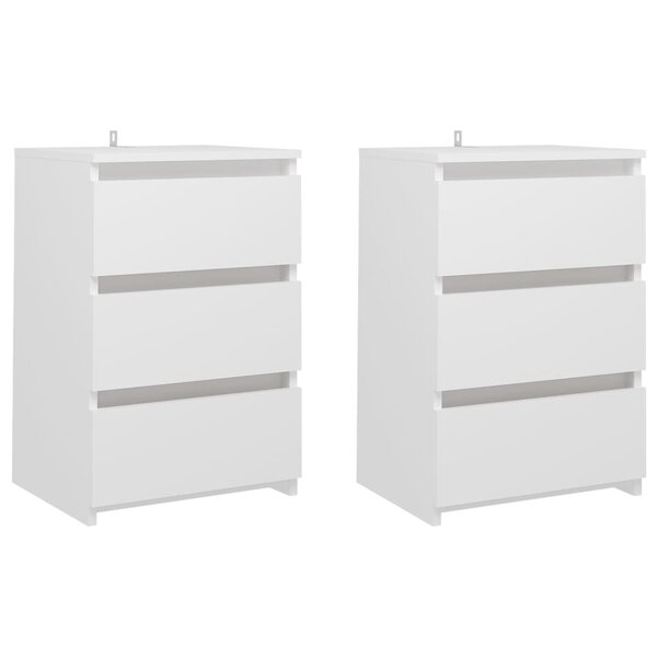 vidaXL Tables de chevet 2 Pièces Blanc 40x35x62 5 cm Aggloméré