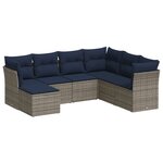 vidaXL Salon de jardin 7 Pièces avec coussins gris résine tressée