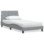 vidaXL Lit avec matelas gris clair 100x200 cm tissu