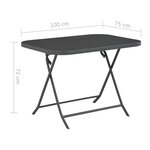 vidaXL Table pliable de jardin Gris 100x75x72 cm Verre et acier