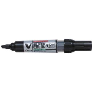 Marqueur permanent rechargeable v super color begreen pte biseautée moyenne noir x 10 pilot