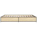 vidaXL Cadre de lit chêne sonoma 140x200 cm bois d'ingénierie et métal