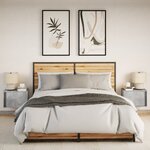 vidaXL Tables de chevet murales avec lumières LED 2 Pièces gris béton