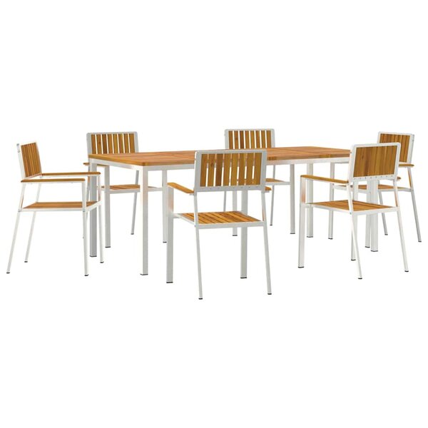 vidaXL Ensemble de repas extérieur 7 Pièces Marron Bois d'Acacia Massif