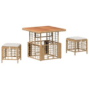 vidaXL Ensemble de salle à manger pour jardin 3 Pièces Nature et Blanc
