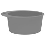 vidaXL Évier de cuisine en granit Bac unique Rond Gris