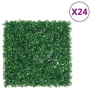 vidaXL Clôture à feuilles d’arbustes artificiels 24 Pièces vert 50x50 cm