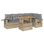 vidaXL Salon de jardin avec coussins 6 Pièces beige résine tressée
