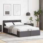 vidaXL Cadre de lit à rangement avec LED gris similicuir 120x200 cm