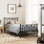 vidaXL Cadre de lit métal sans matelas avec pied de lit noir 90x190 cm