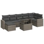 vidaXL Salon de jardin 8 Pièces avec coussins gris résine tressée
