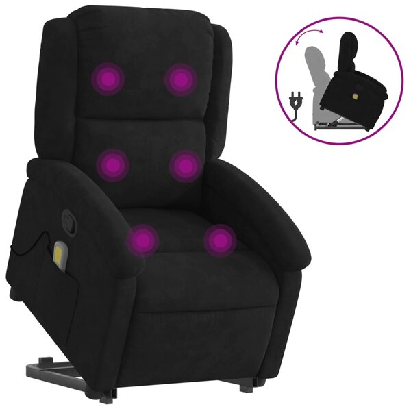 vidaXL Fauteuil de massage inclinable Noir Velours