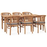 vidaXL Ensemble à dîner de jardin 7 Pièces avec coussins Teck solide