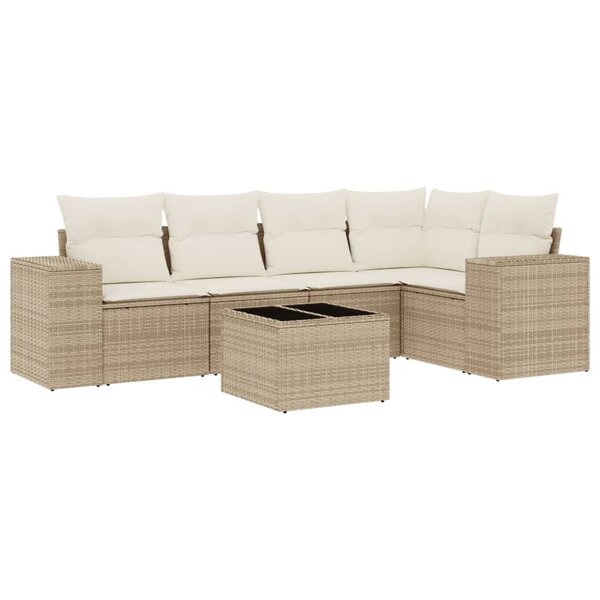 vidaXL Salon de jardin avec coussins 6 Pièces beige résine tressée